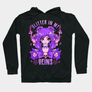 Glitter In My Veins Witchcraft Manga Anime Girl Hoodie